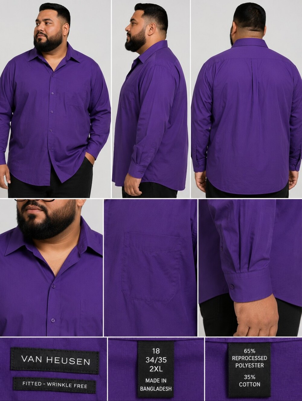 🍏Van Heusen Purple Button Down 2XL